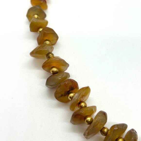 Vintage Amber Nugget Necklace Graduated Butterscotch Honey Chips With Gold-Tone - Picture 4 of 16